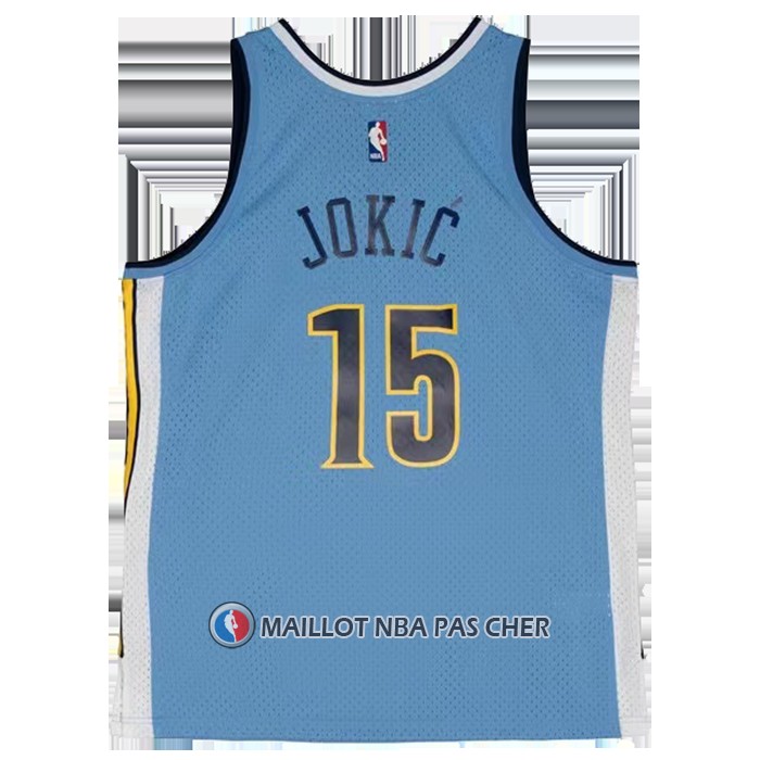 Maillot Denver Nuggets Nikola Jokic NO 15 Mitchell & Ness 2016-17 Bleu